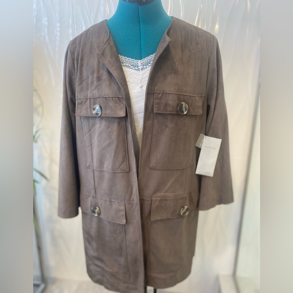 Multiples NWT vegan suede Olive jacket, sz. S